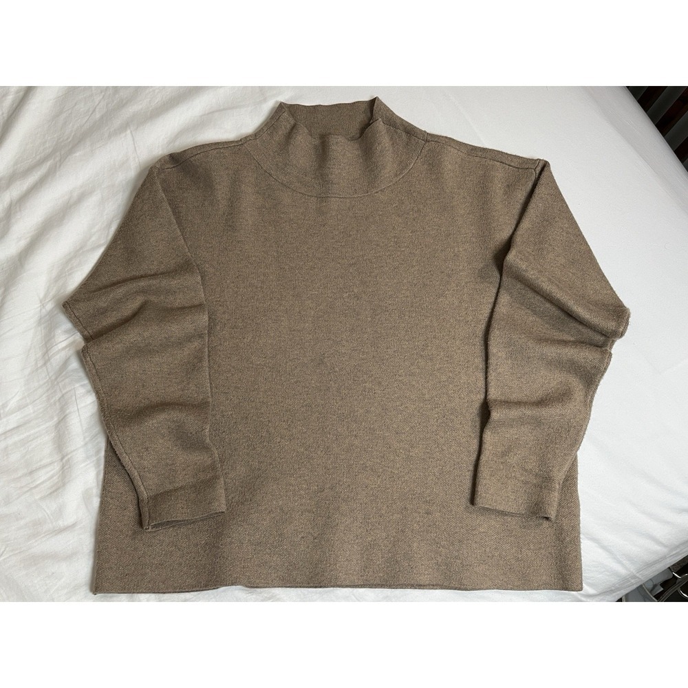 Quince Organic Cotton Turtleneck Sweater XS Brown Minimalist Capsule Luxury EUC - Picture 5 of 8